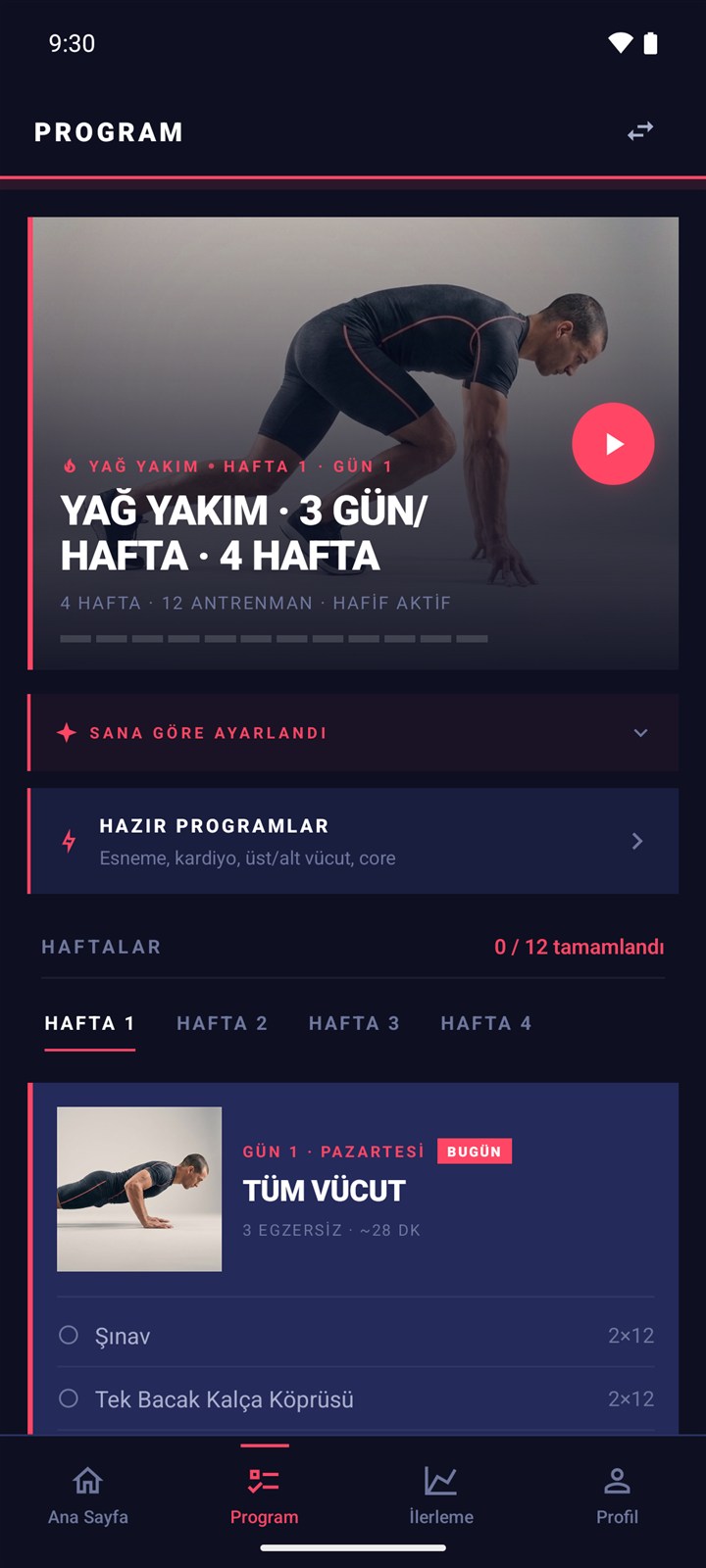 BNK Fit program ekranı